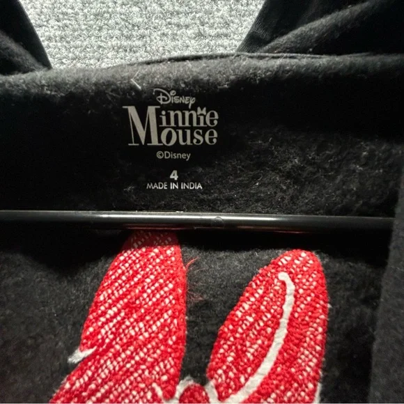 Disney Minnie Mouse Size 4 Kids Black, White, and Red Zip-Up Hoodie Jacket - Picture 5 of 11